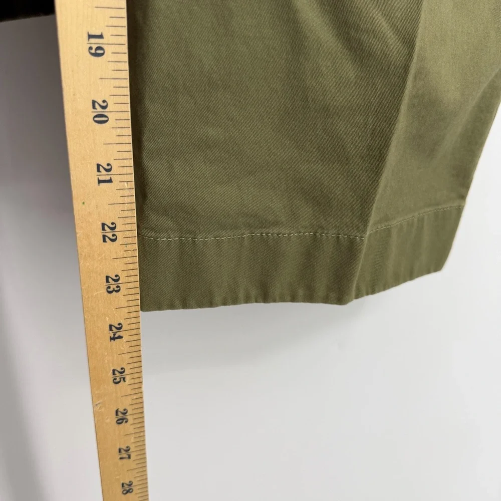 Polo Ralph Lauren zip-fly‎ cropped cotton wide-leg chino olive green sz 10